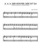 Téléchargez l'arrangement pour piano de la partition de Traditionnel-A-A-A-der-winter-der-ist-da en PDF